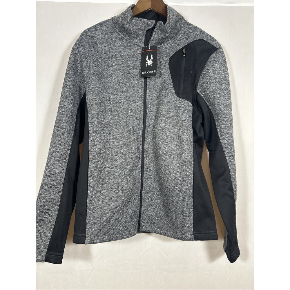 Spyder Full Zip Sweater Jacket Men’s Medium Gray Black Performance NWT